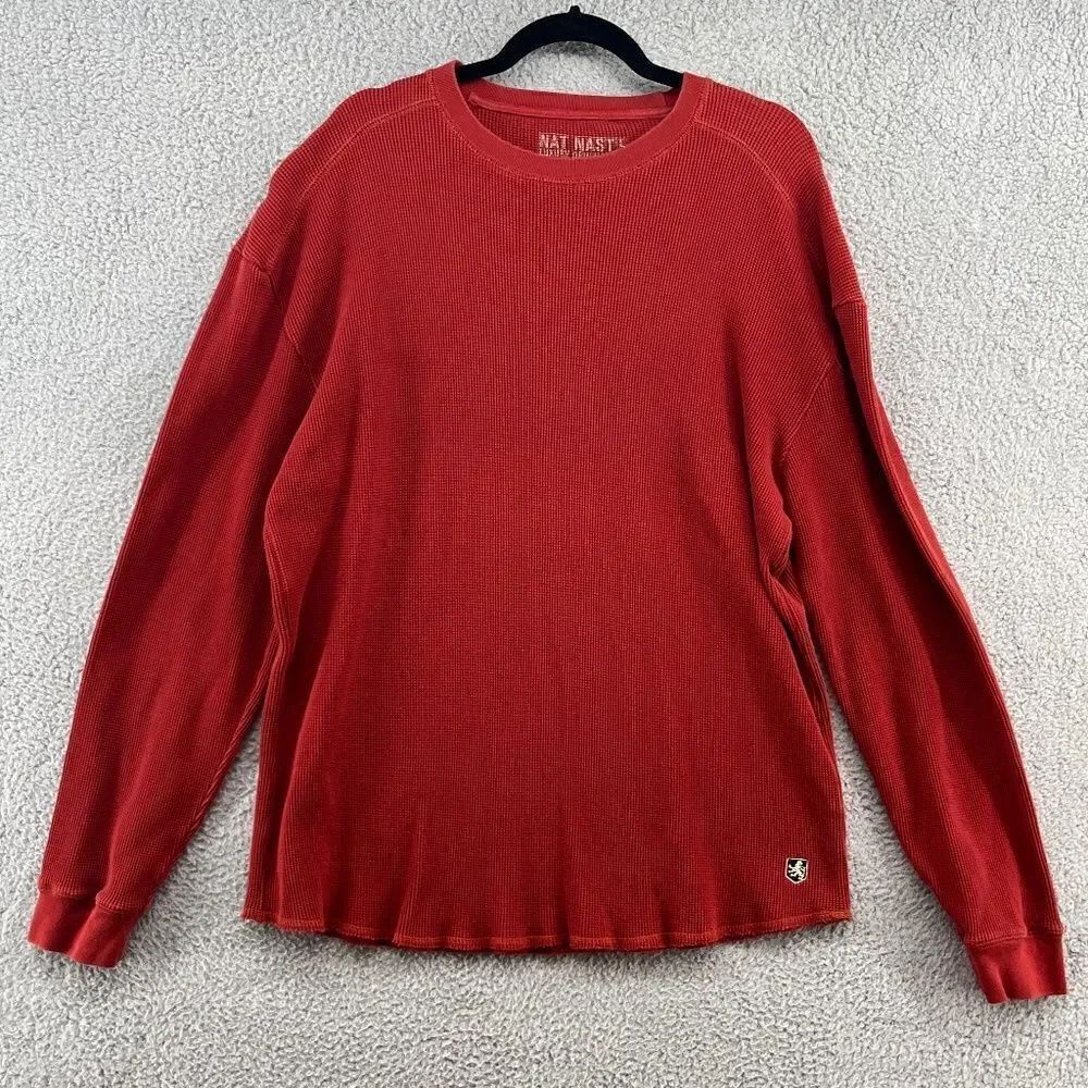 Nat Nast Shirt Mens Long Sleeve Waffle Knit Thermal Pullover Chili Pepper XL